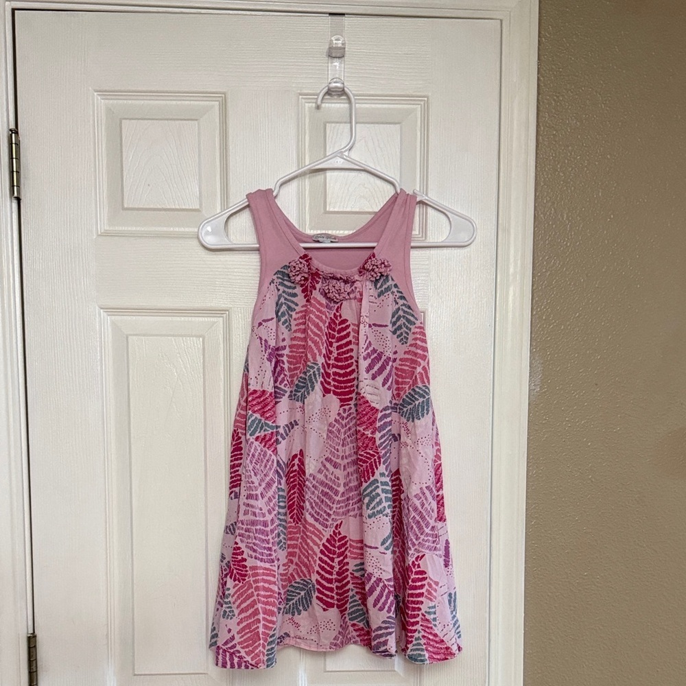 naartjie Pink Leaf Print Tank Dress